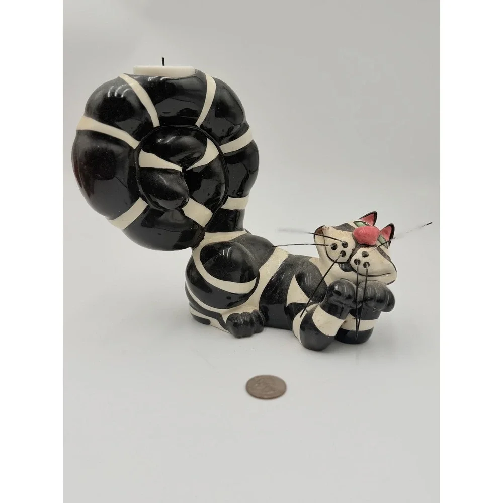 Lynda Corneille SWAK Clancy Cat Figurine Candle Holder Striped Ceramic Cat